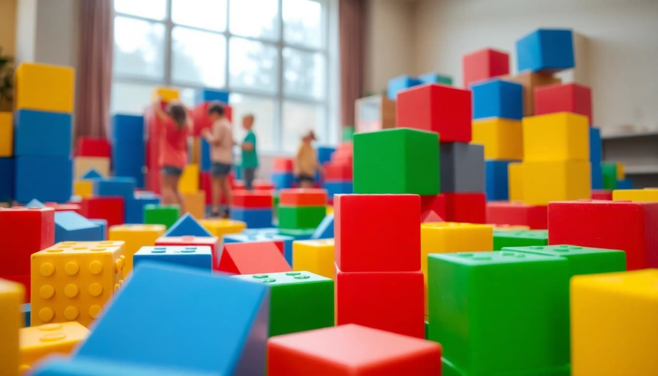 Get the details about vibrant giant foam building blocks inspiring imaginative play.