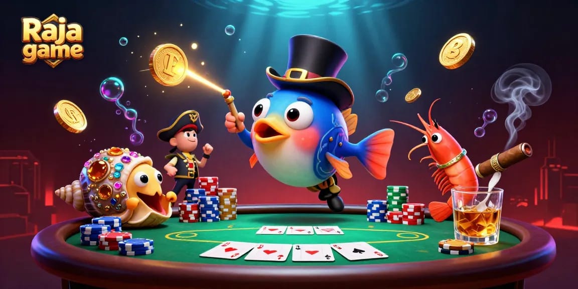 Engage with Raja game through thrilling poker action and captivating underwater characters.