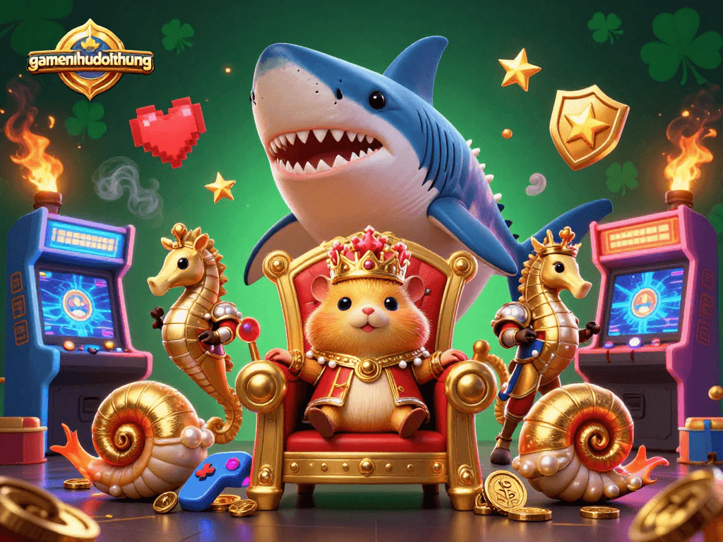 Experience the thrilling action of gamenohudoithuong with vibrant casino-themed 3D illustration art.