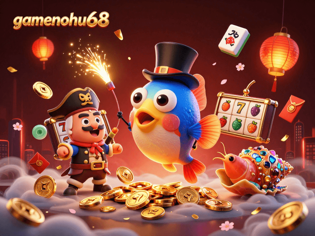 Experience gamenohu68's thrilling casino scene with vibrant characters and dynamic gaming elements.