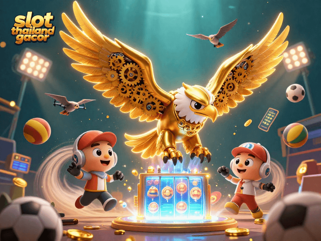 Experience the thrill of slot thailand gacor with this dynamic 3D illustration featuring a cybernetic eagle.