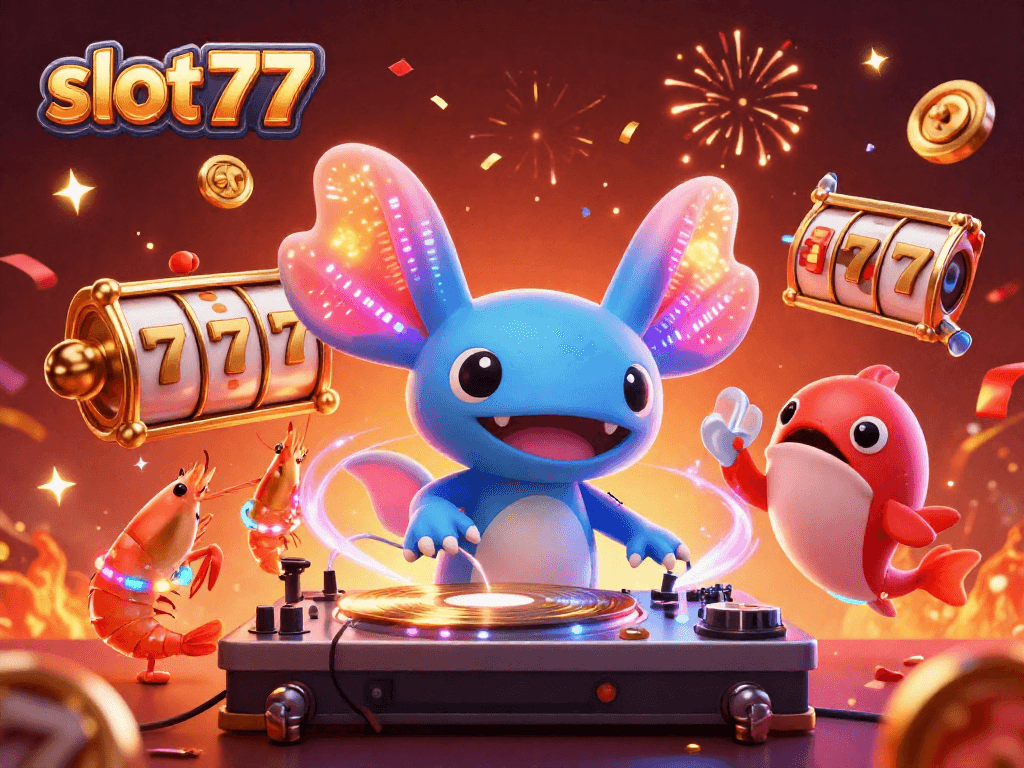 Experience excitement on slot777 as vibrant DJ axolotl spins while underwater treasures explode.