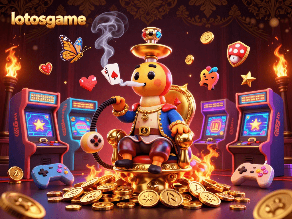Lotosgame engages players in a vibrant world with exclusive poker symbols and golden gaming elements.