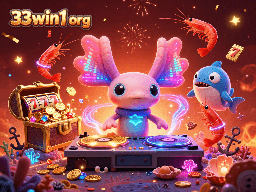 Experience the excitement of 33win1 org with a lively underwater casino party featuring animated characters.