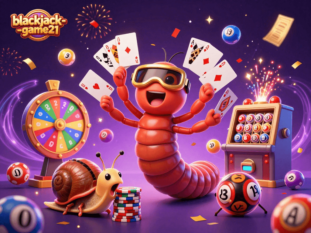 Engage with blackjack-game21 excitement as colorful lottery elements enhance the vibrant casino atmosphere.