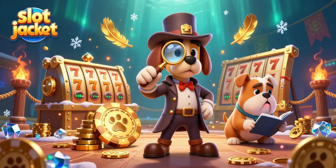 Slot jackpot menarik perhatian pemain dengan ilustrasi klasik kasino yang kaya detail.