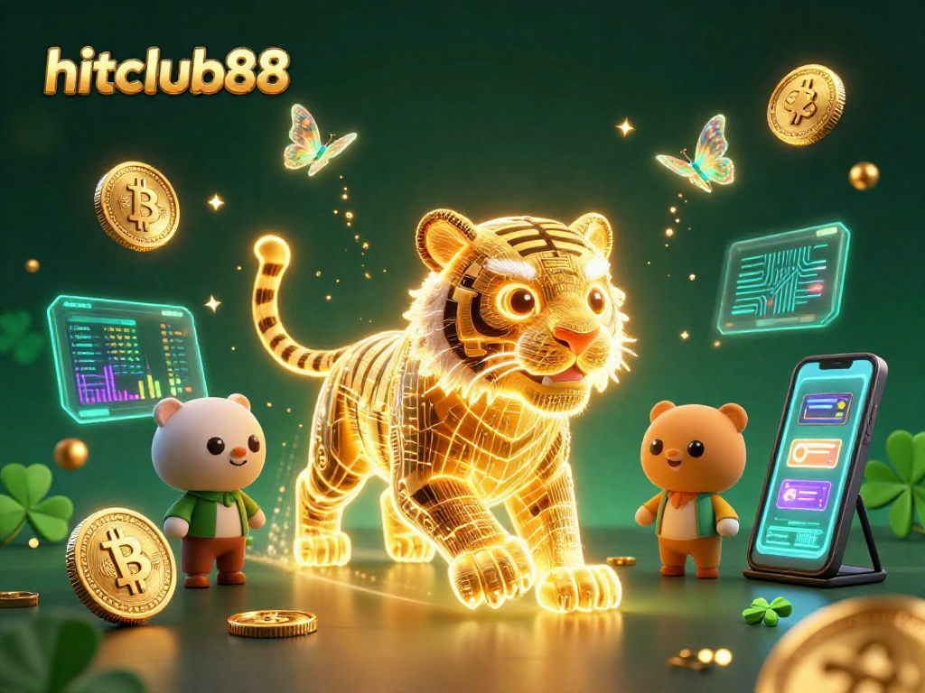 Experience thrilling gameplay at hitclub88 with a vibrant 3D casino scene featuring captivating characters and crypto elements.