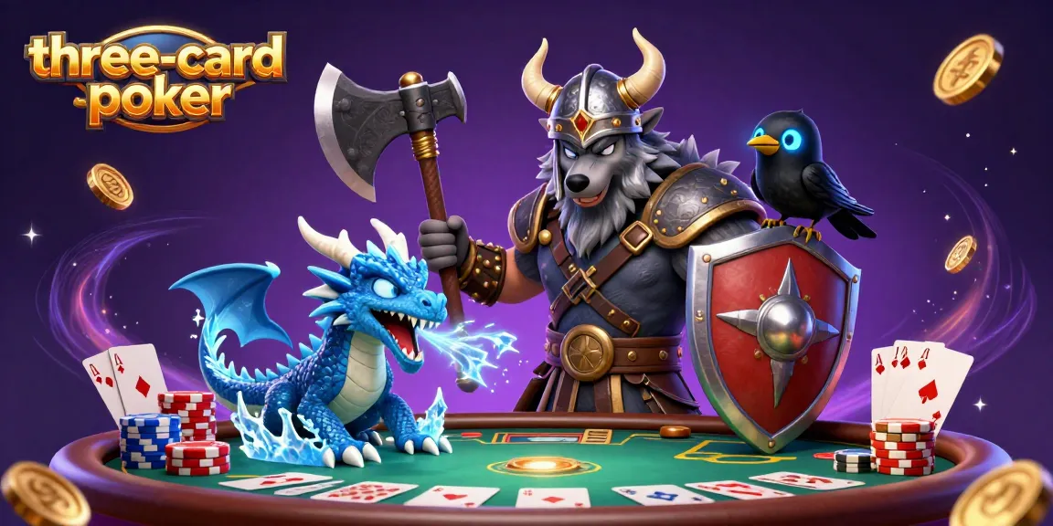 Engage in three-card-poker with lively characters, vibrant poker elements, and captivating casino effects.