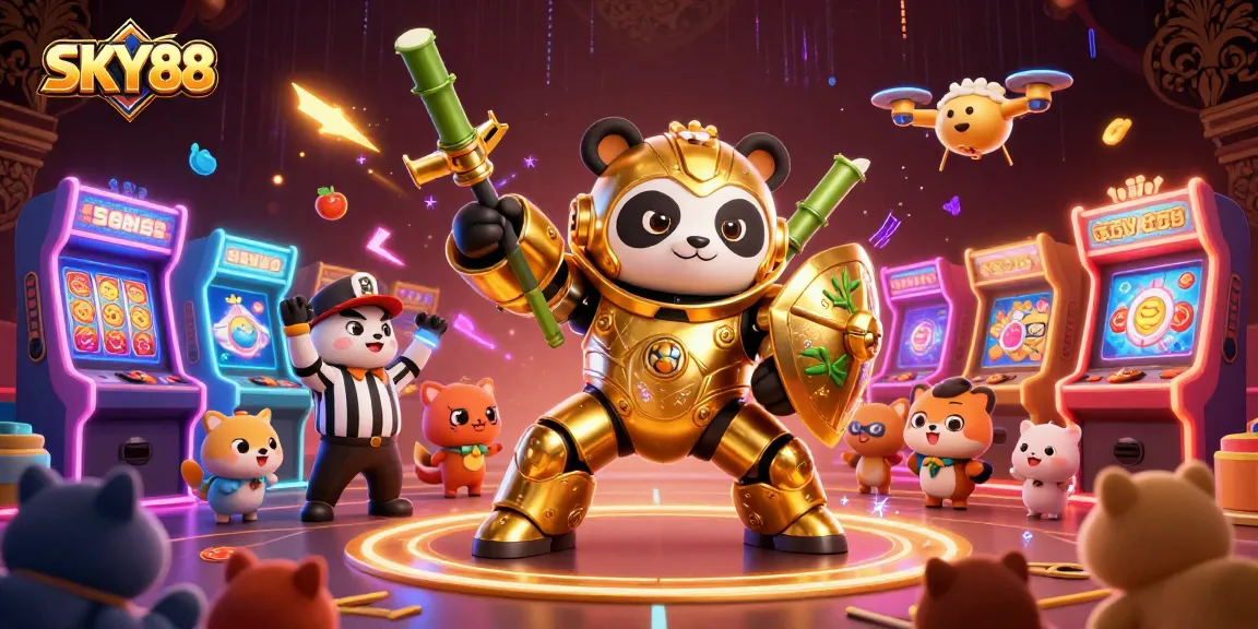 Engage with the thrill of SKY88 casino gaming, featuring vibrant arena action and dynamic characters.