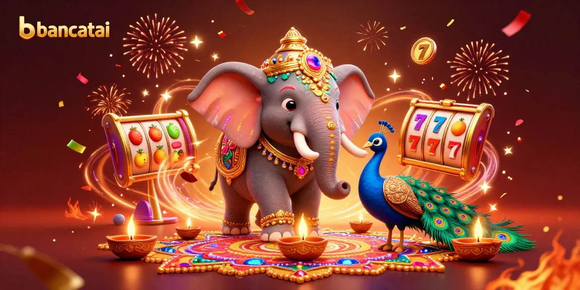 bancatai players spinning slot reels in a vibrant Diwali-themed casino celebration.