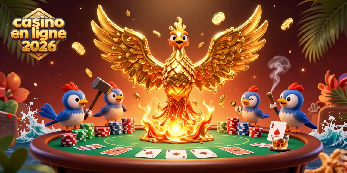 Découvrez le nouveau casino en ligne 2026 avec une illustration dynamique et riche en détails représentant le plaisir du jeu.