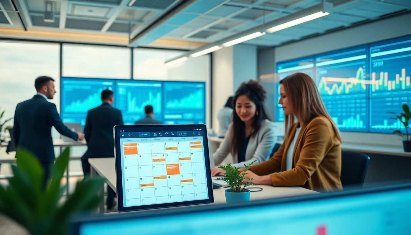 Explore efficient planning with proactive scheduling AI in a modern office environment.