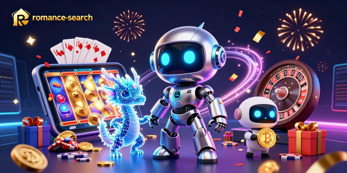 Experience immersive gaming action with romance-search, showcasing a vibrant scene of 3D casino characters and dynamic slot elements.