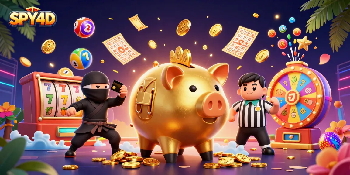 SPY4D menghadirkan ilustrasi 3D gemerlap, slot dan kemenangan di dunia kasino modern.