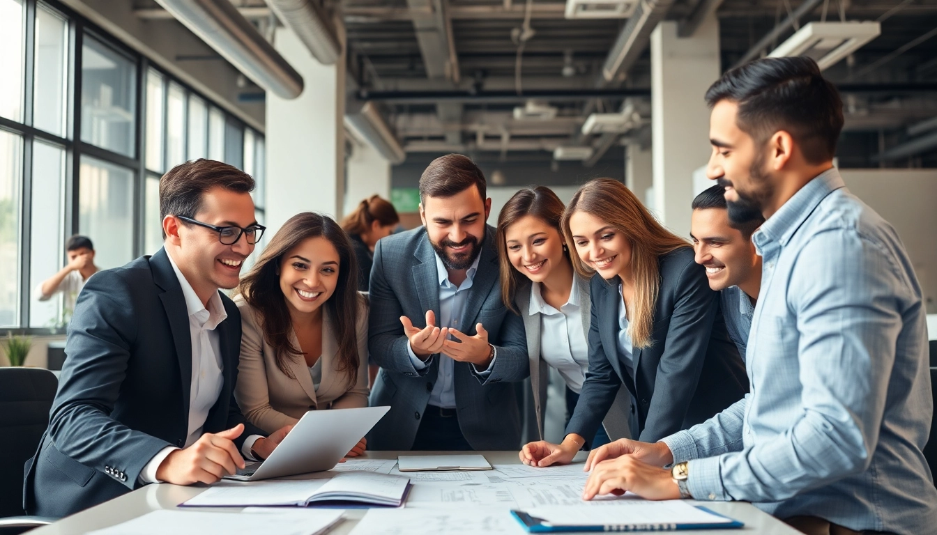 Find your ideal career with professionals collaborating in an inspiring office environment.