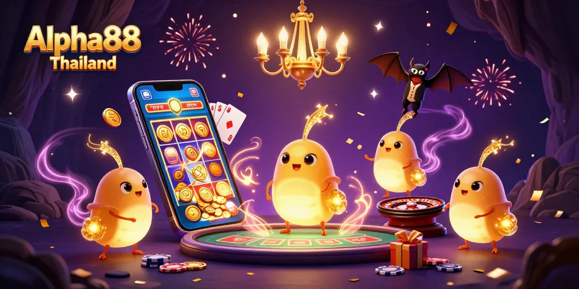 Experience Alpha88 Thailand promotions with glowworms illuminating a vibrant cave casino.