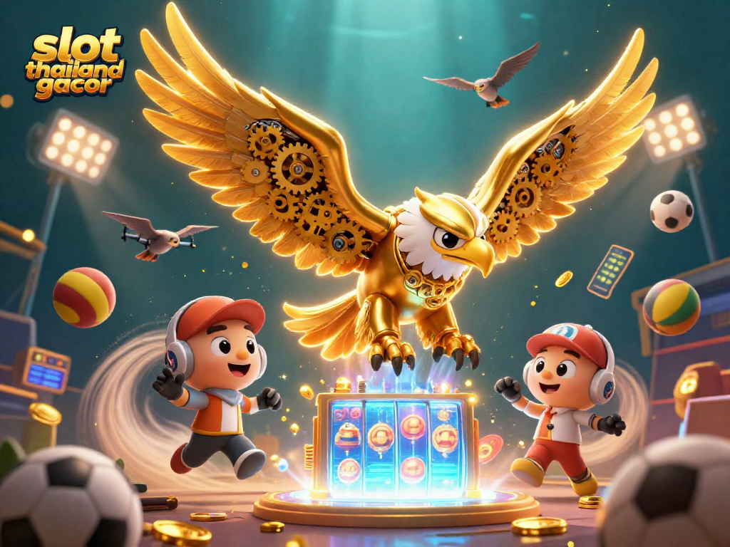 Experience the thrill of slot thailand gacor with this dynamic 3D illustration featuring a cybernetic eagle.