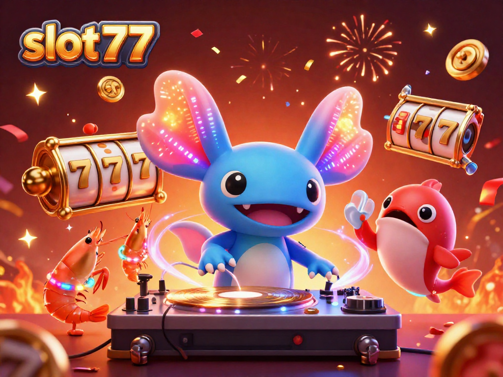 Experience excitement on slot777 as vibrant DJ axolotl spins while underwater treasures explode.