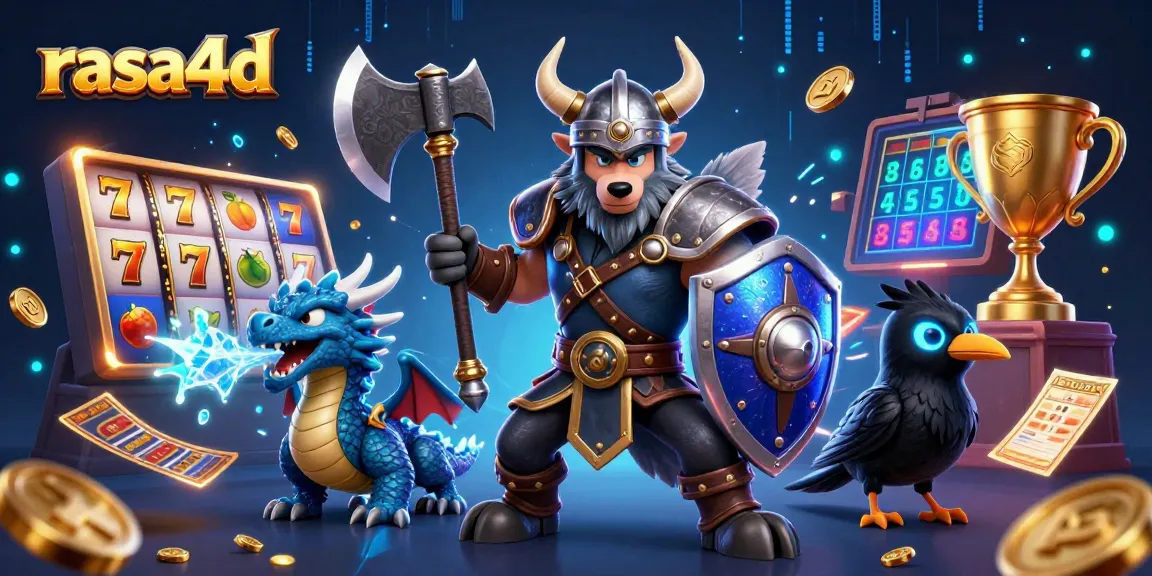 Permainan kasino luar biasa dengan karakter Viking dan elemen slot, rasakan keseruan Rasa4d.
