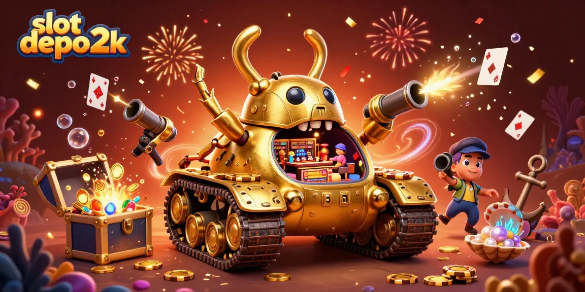 Menangkan jackpot dengan slot depo 2k, berisi elemen kasino mini dan koin emas.