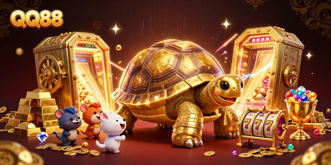 Experience thrilling gameplay at QQ88 casino with vibrant slot machines and golden treasures!