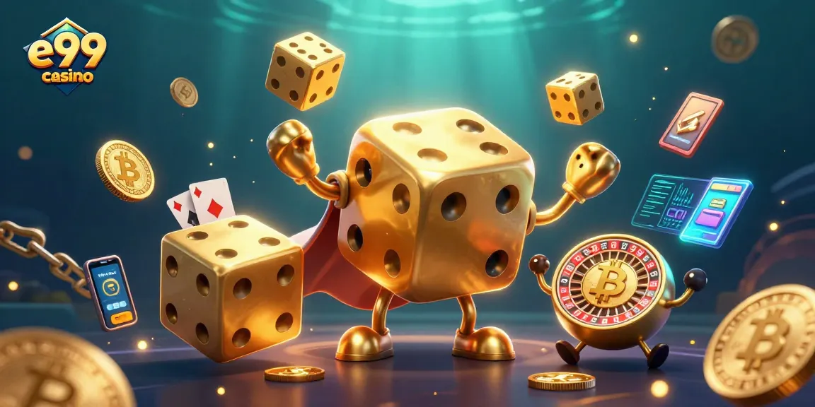 Experience thrilling gameplay at e99 casino with vibrant 3D characters and crypto elements.