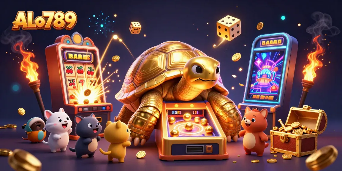 Experience ALo789's thrilling action with a colorful scene of cartoon elements and casino excitement.
