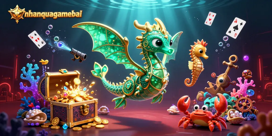 Experience strategic gameplay in Callbreak at nhanquagamebai with vibrant underwater elements and treasure.