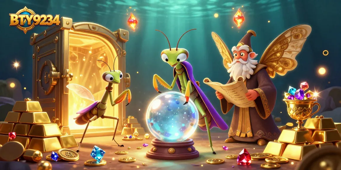 BTY9234 showcases a mystical gambling adventure with a fortune teller, librarian, and treasure