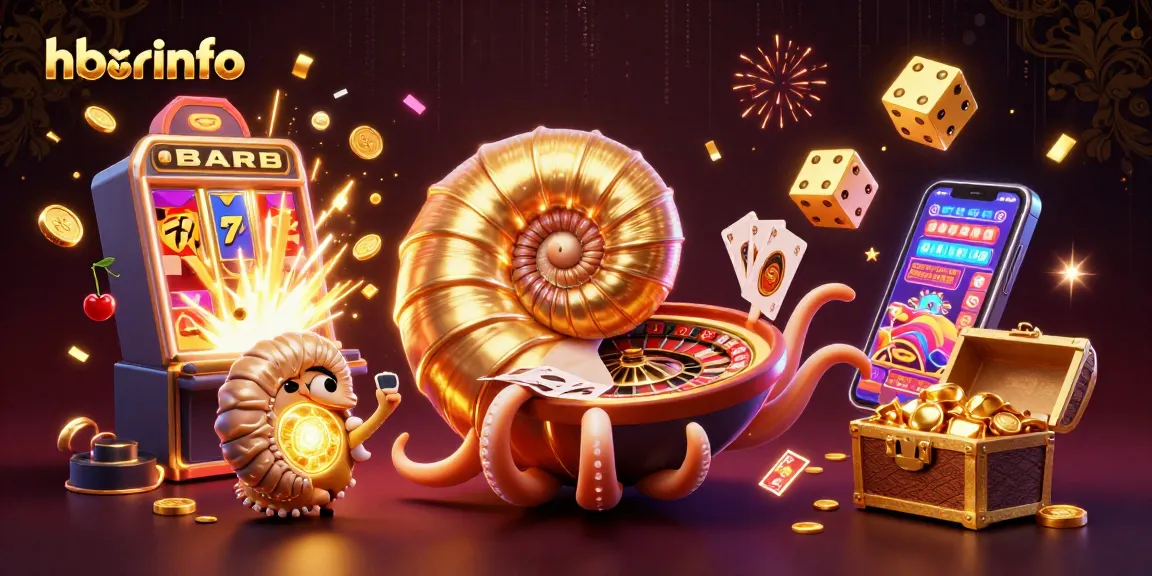 Engage with hbrinfo's vibrant 3D casino scene featuring a giant nautilus roulette wheel and a jackpot explosion.