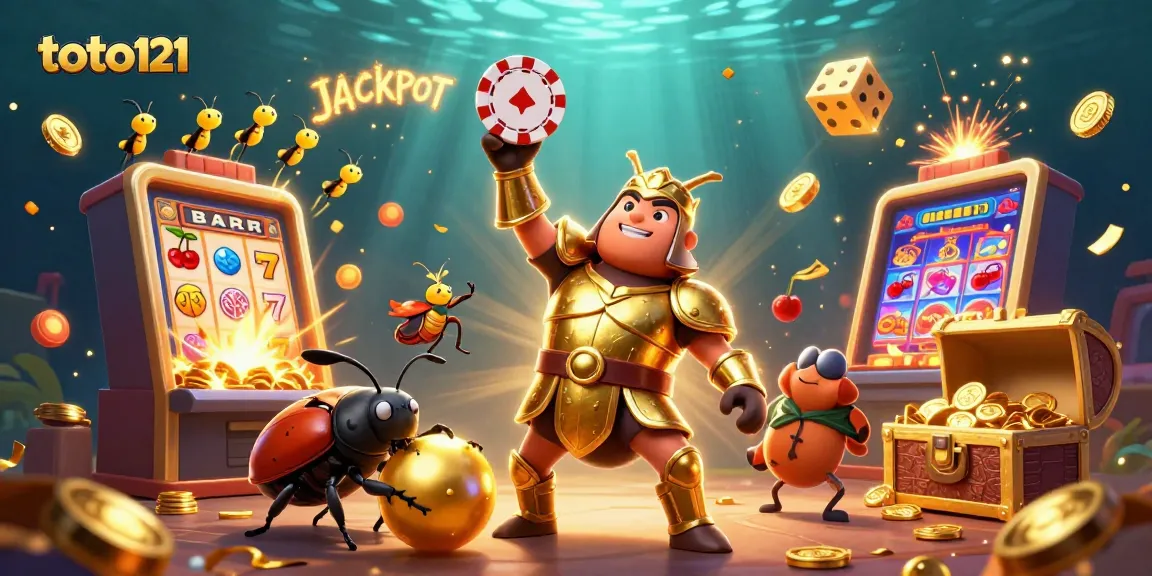 Experience jackpot excitement with toto121's vibrant 3D casino scene featuring lively characters and dynamic game elements.