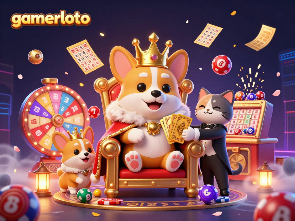 Experience gamerloto's thrilling lottery scene with vibrant characters and dynamic game elements.