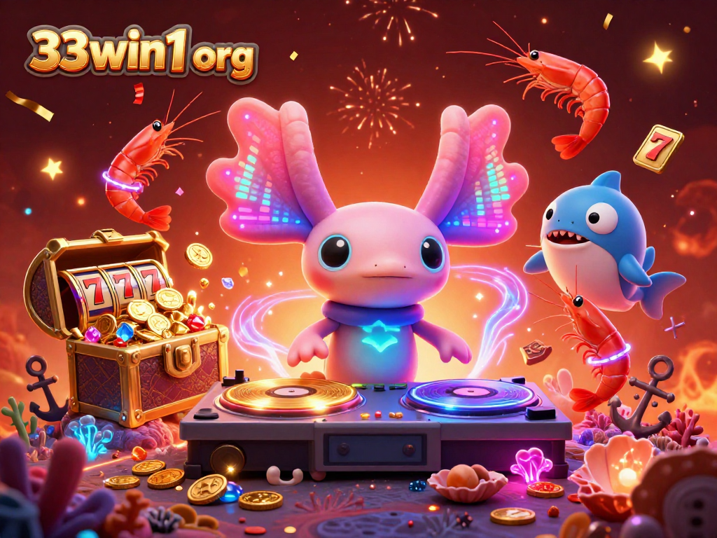 Experience the excitement of 33win1 org with a lively underwater casino party featuring animated characters.