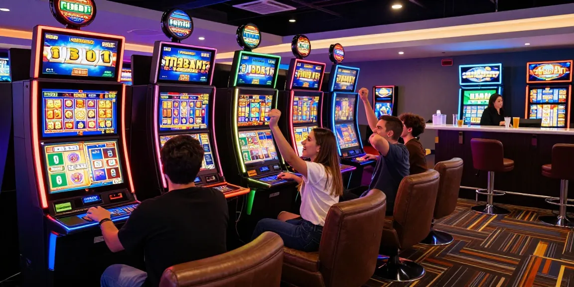 Exciting slot mpo gaming experience with diverse players celebrating wins in a vibrant online casino atmosphere filled with colorful machines.