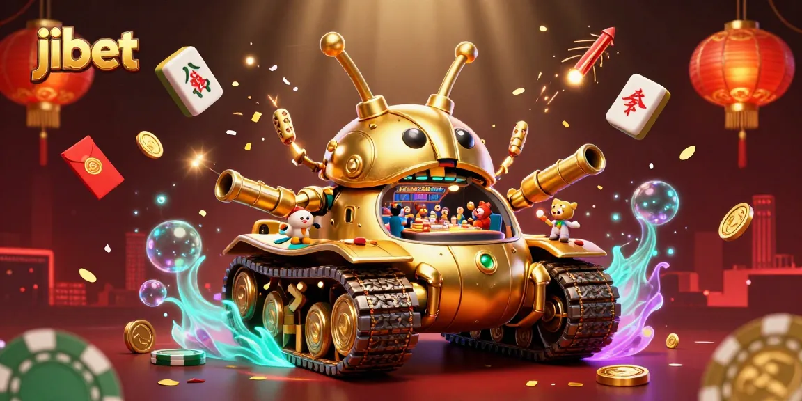 Spin the reels at jibet with a vibrant casino scene in a 3D digital illustration.