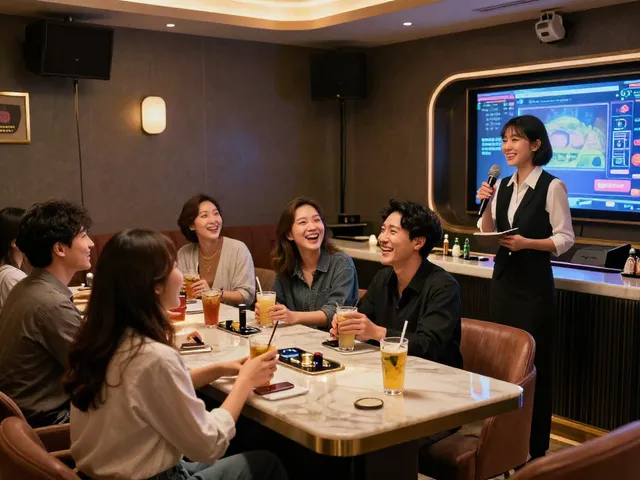 강남 달리는토끼에서 즐거운 카라오케 순간, 손님들이 노래를 부르며 소통하는 모습.