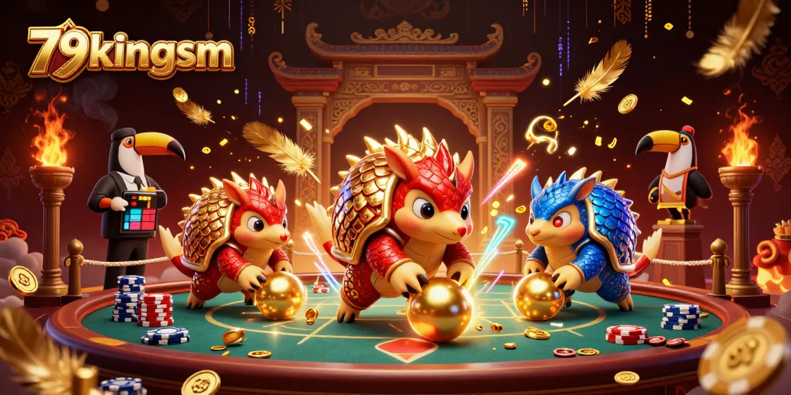 Engage in the lively atmosphere at 79kingsm with rival pangolins bowling poker chips amidst exciting gambling action.