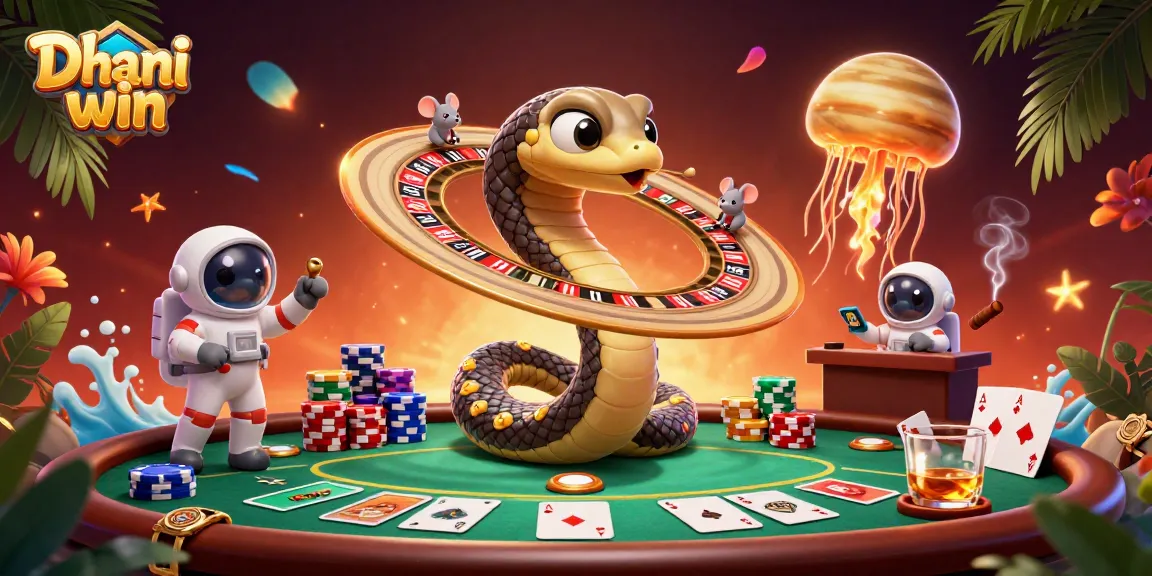 Engage with thrilling bets on Dhani win, featuring a cosmic casino scene with vibrant characters.