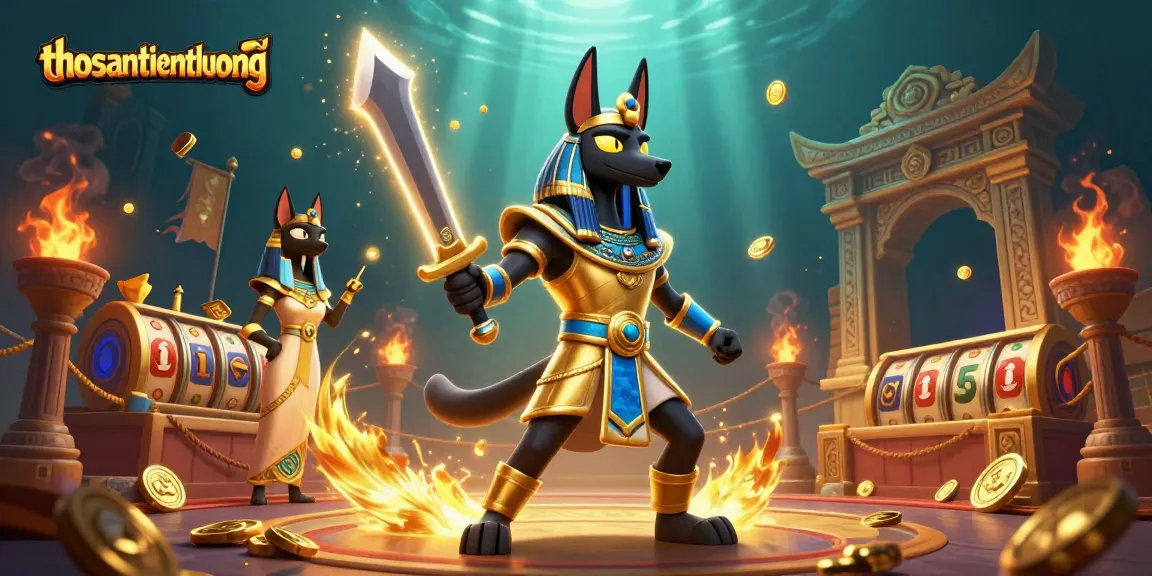 Experience thrilling wins with thosantienthuong in an engaging 3D casino scene filled with gold coins and jackpots.