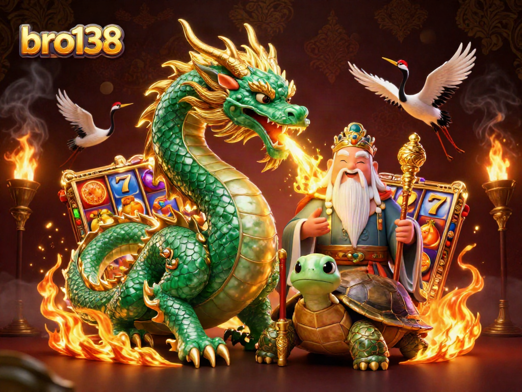 Experience bro138's thrilling slots with legendary characters, vibrant elements, and dynamic casino visuals.