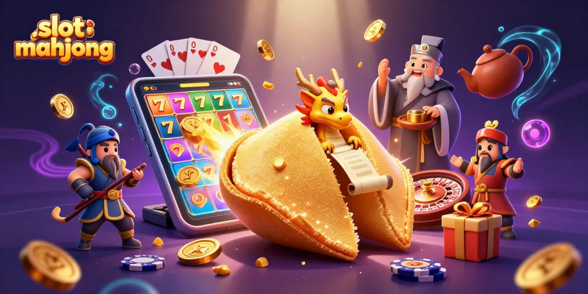 Experience thrilling slot mahjong action with a glorious golden fortune cookie scene featuring dynamic game elements.
