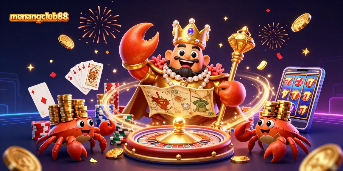 Experience fun and excitement with menangclub88's golden crab theme and dynamic casino elements!