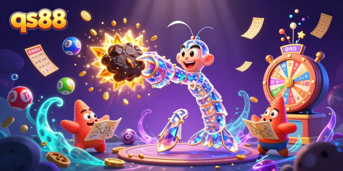 Experience thrilling games at qs88 with a galactic samurai mantis shrimp and vibrant gaming elements.