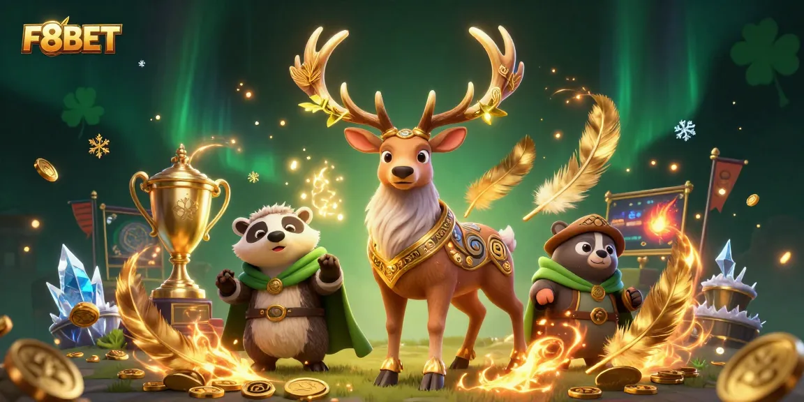 Experience thrilling gains with F8BET's dynamic sports betting scene featuring an energetic druid and enchanted decor.