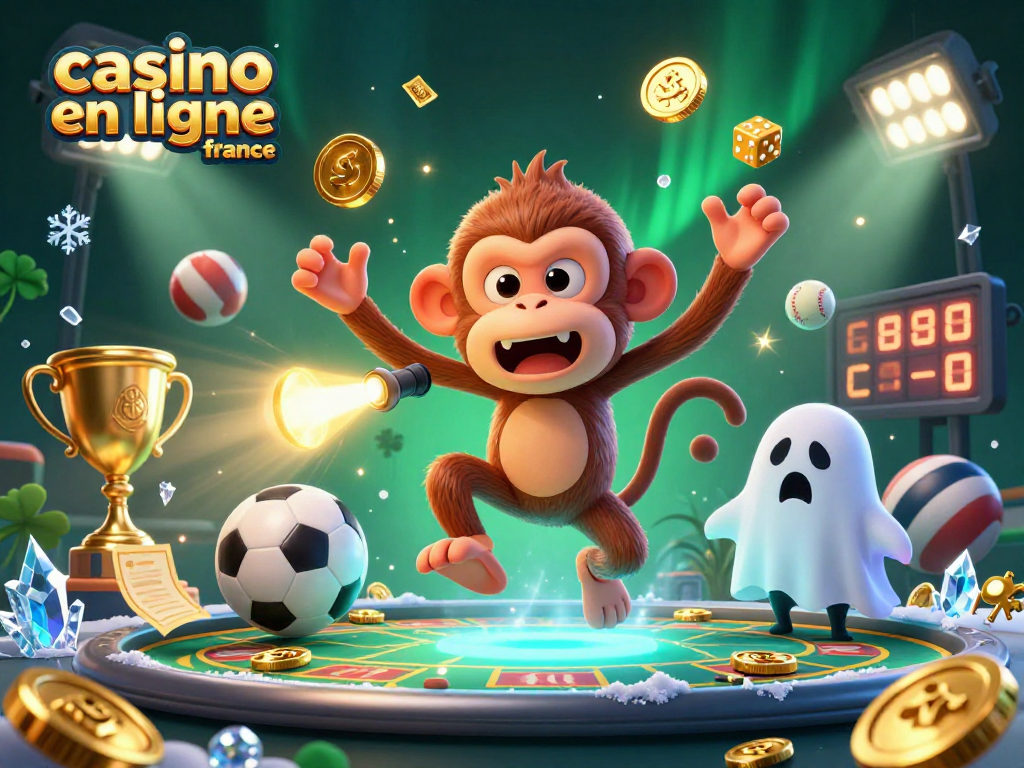Jouez au casino en ligne France avec des éléments lumineux et une ambiance festive dans cette illustration captivante