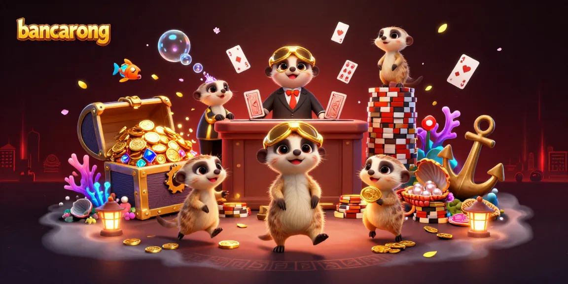 Bancarong meerkats operate a vibrant casino scene of excitement with gold coins and glowing elements.