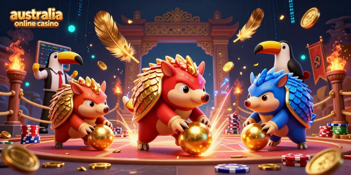 Experience exciting gameplay at the australia online casino with competitive pangolin rivalries and vibrant casino elements.