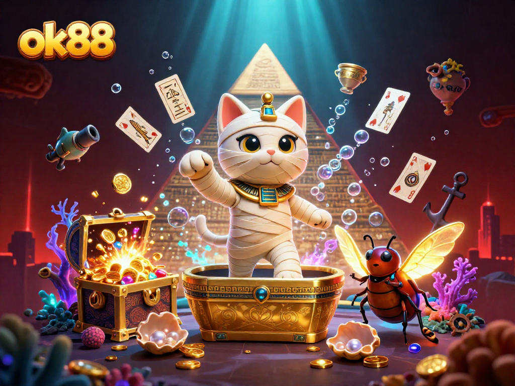 Experience thrilling wins with ok88's vibrant casino experience showcased in a unique illustration