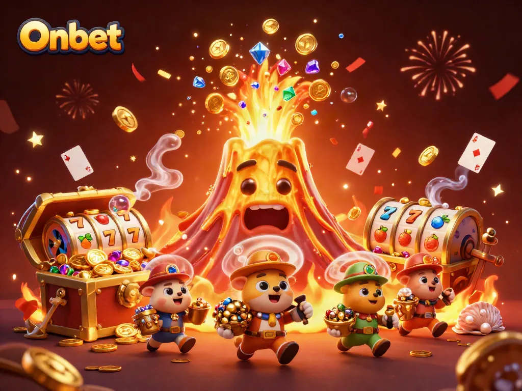 Experience Onbet's thrilling gaming adventure with energetic characters and rich illustration.