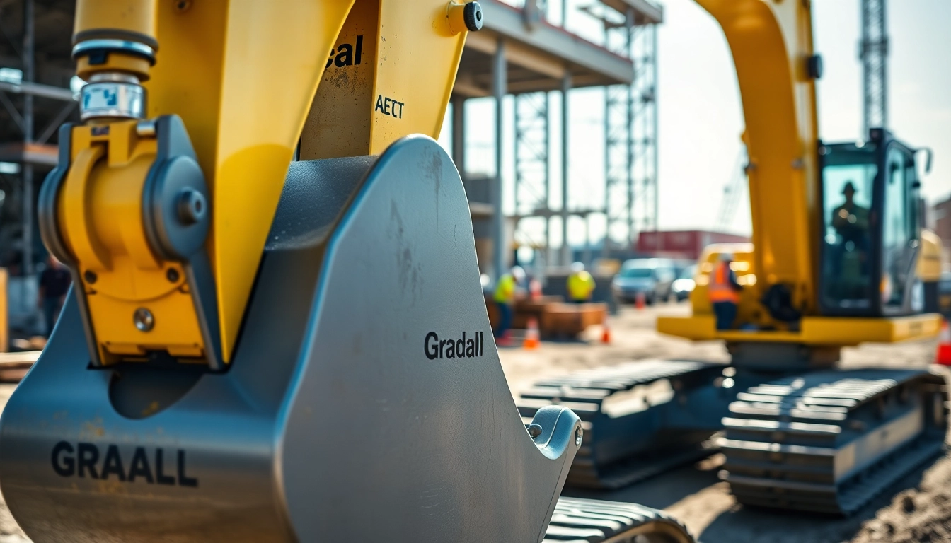 Showcasing a gradal excavator operating efficiently on a construction site, emphasizing its unique design.